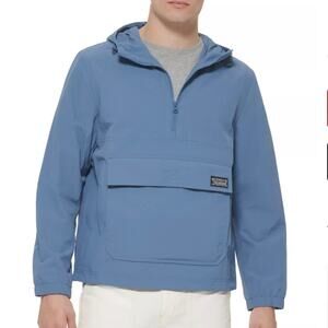 NWT Levi’s Anorak Blue Hoodie Popover Water Resistant Jacket $130  Sz M